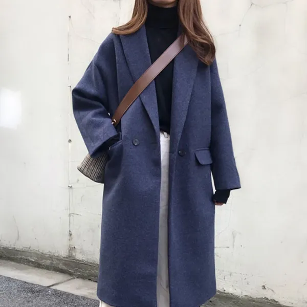 Kirahosi 롱코트 가을 겨울 여성 모직 캐시미어 롱코트 자켓 아우터 슬림핏 110 235 Bi6ihq09