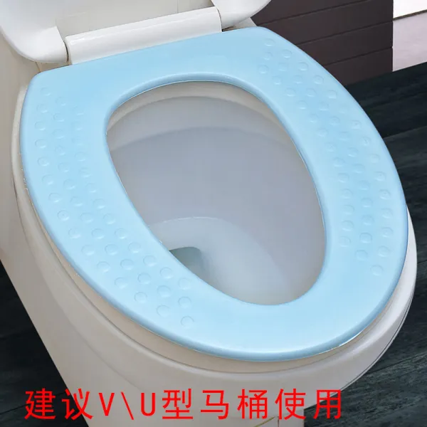 젤리마켓 가정용실리콘뚜껑 패드 소프트 편리한 쿠션 방수 양변기시트 PVC 권좌 편리함 매트, 블루 도트