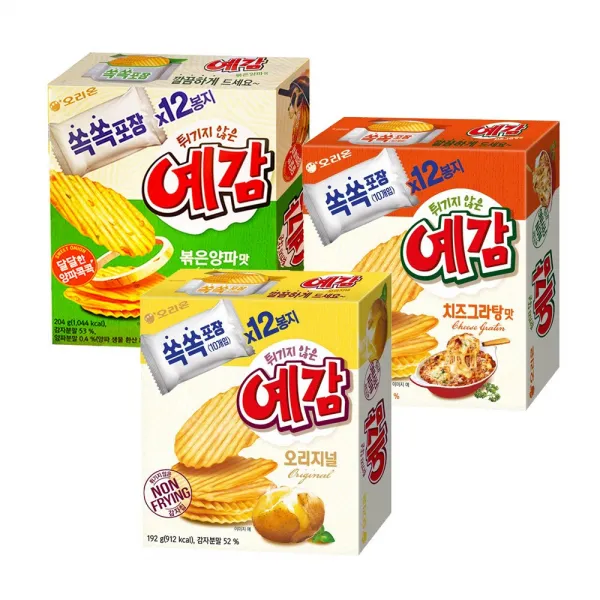 오리온 예감 오리지널 192g+치즈그라탕 204g+볶음양파맛 204g[총3개] 무료배송, 1set