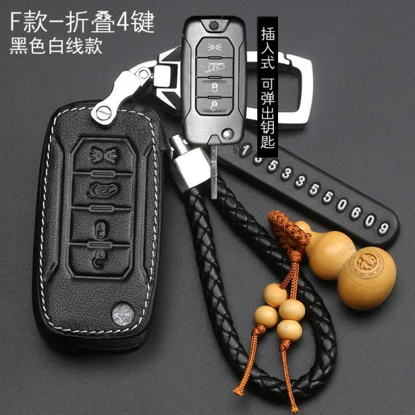 JEEP 지프 리얼가죽 키케이스 반들 1o drawing board type the chief commander 3o, 지프 F타입 -접이식 4건 블랙 백선