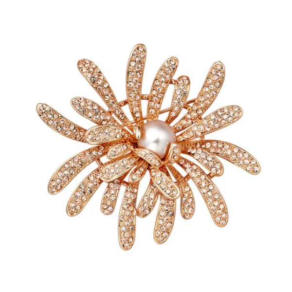 바닷바람 Findwind 스와로브스키 크리스털 파베 세팅 플라워 브로치