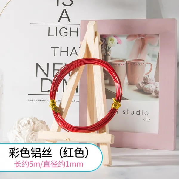 수제자료 신 사랑 컬러 알루미늄선 1MM 핸드메이드 DIY 재료 위빙 라탄 공예품 철사 구슬 꿰미 수반 500587880, 알루미늄선 대략 1mm 레드