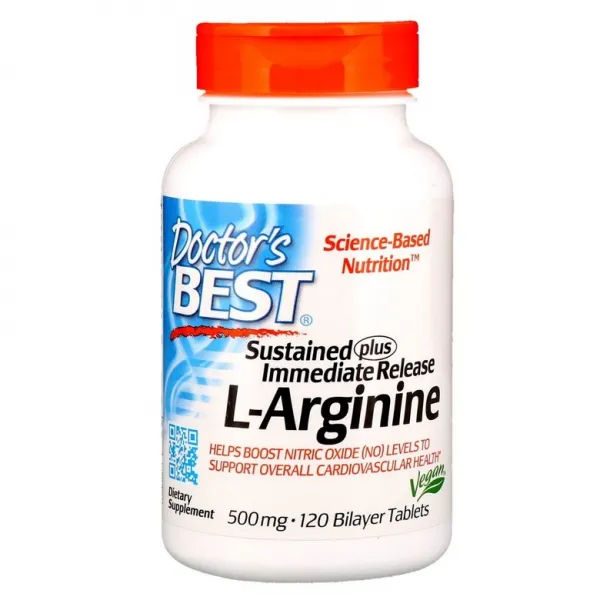 Doctor's Best 지효성 + 즉효성 L-아르기닌 500mg 이중층정제 120정, 선택, 상세설명참조