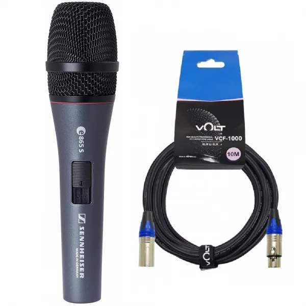 젠하이저 E-865S+10M케이블 유선마이크 콘덴서 스피치 보컬 가수용 핸드형 E865S 공연장