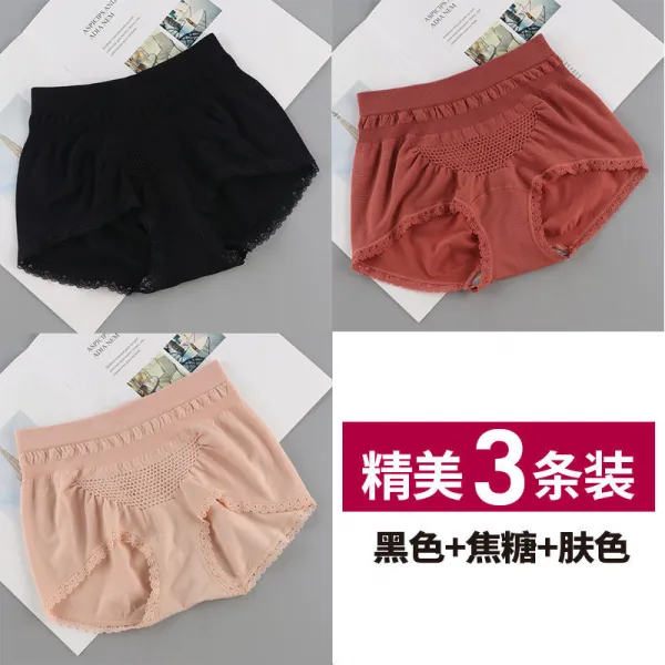 모 달 일 은 심 리 없 는 여자 삼각 바지 머리 큰 사이즈 의 벌집 입 니 다. 하 이 웨이스트 는 배 를 받 아 엉덩이 를 올 려 줍 니 다. 흔 들 리 지 않 는 팬티 의 여자 순면 가랑이 프 리 사이즈 블랙 + 카 라 멜 + 피 부 * 18301