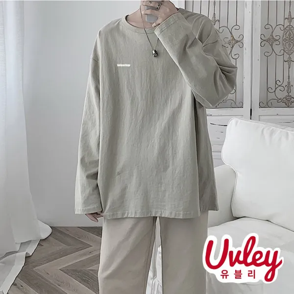 유블리 남성 긴팔티셔츠 루즈핏 롱 티 오버핏 가성비 좋은 가을 겨울 티셔츠 면티(UV216164WD) 긴팔