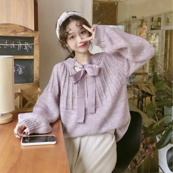 여 인간미 물씬 니트룩 새키 이른 가을에 입어 탑 와이드 팬츠