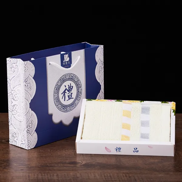 Others 장례 답례 선물 면 수건 추도 회 세트 수명 명 노란색 체크 형 24x18cm