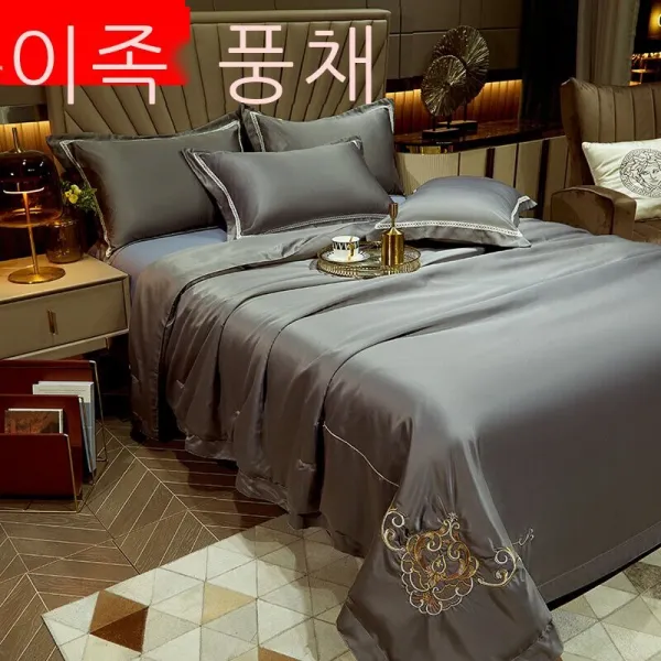 이인풍 여름이불 순색 심플한 북유럽풍 여름이불 물세탁 얼음자수 에어컨 이불 싱글.m. 미여름 얇은 이불 가정용 연지색 *cm 홑여름 이불, 신비의 재