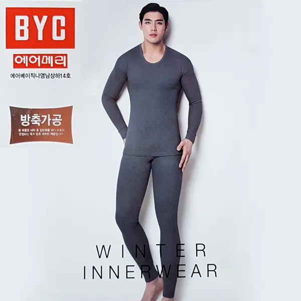 Byc 방축가공에어베이직나염남상하내복1세트 Byu3145 