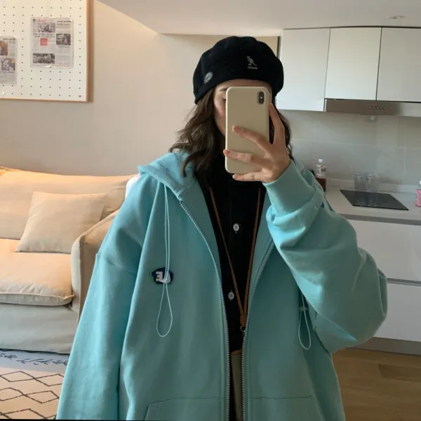 커플가디건 맨투맨 남자 루즈핏 후드 라운드넥 코트 계 무드 트렌드 상의 3351124287