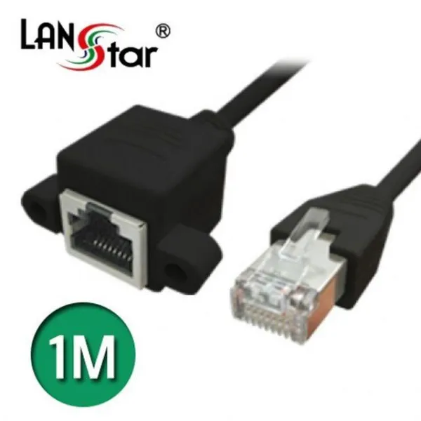 OQI668128FTP 검정 1M 랜연장 Open Screw 5E 판넬형 CAT 케이블, 단일색상