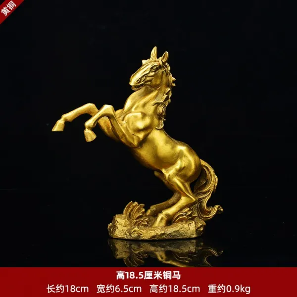 구리 장식품 순동호 실내 거실 사무실 엔틱한디자인 진열 공예품 대형 말 도착함 귀마개 말에 박차를 가함 하이 18.5cm