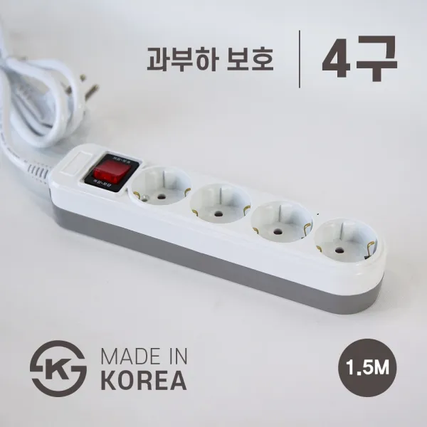 광명전기 일반형 개별스위치형 L형 T형 멀티탭 2구 3구 과부하보호 4구 5구 6구 1.5m 3m 5m 10m 4구 과부하보호+일반형