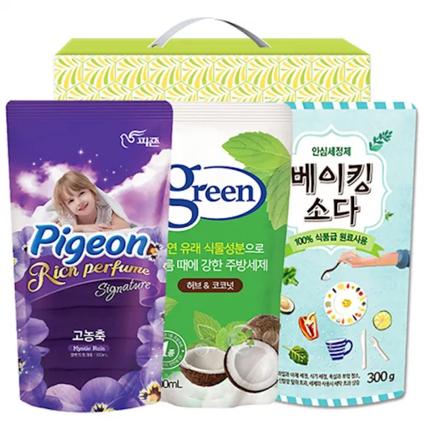 (인쇄제작 600개)피죤 그린주방세제 탑셰프베이킹소다300리필 3종 고희연답례품 생일 선물 사은품몰 행사기획, 1개
