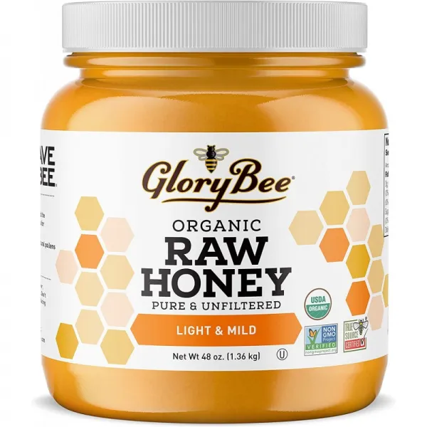 GloryBee Raw Organic Light & Mild Honey 48 oz 100 % 미국 등급 A Non-GMO USDA Organic 판매액은 SAVE-the-BEE 미국, 1, 단일옵션