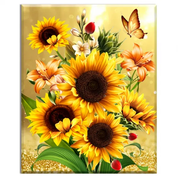FASEN DIY 보석십자수 캔버스 형액자 세트 40 x 50cm, K027 햇살 해바라기