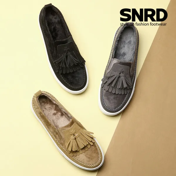 [SNRD] 겨울신상 4cm키높이 여성 털 모카 테슬 슬립온 SN570
