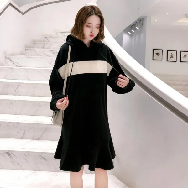 엘림패션 여성 겨울 후드 원피스