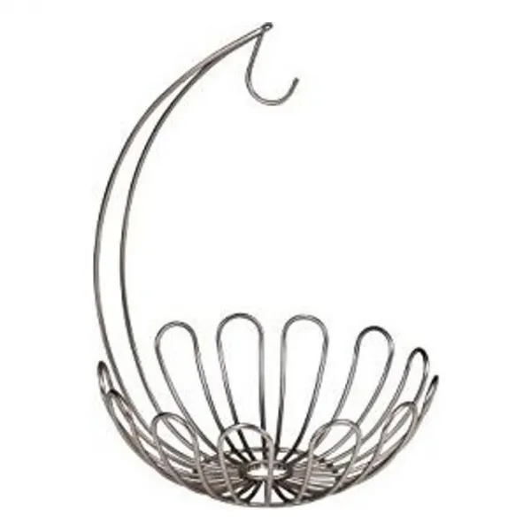 견고한 스틸 바나나 홀더 주방 장식 및 조리대 구성을 갖춘 스펙트럼 다각화 된 넓은 그릇 다양한 블룸 작은 과일 바구니 및 바나나 걸이 새틴 니켈 청동