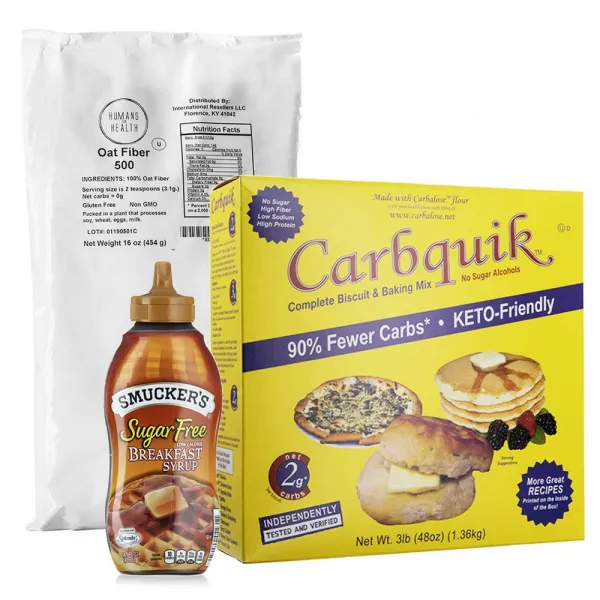 Carbquik 베이킹 비스킷 믹스 48oz 박스 + 스맛카 무설탕 아침 시럽 14.5oz 병 + 건강 귀리 섬유 500 1LB팩 대한 인간 1 저탄수화물 값 번들 3, 선택, 상세설명참조