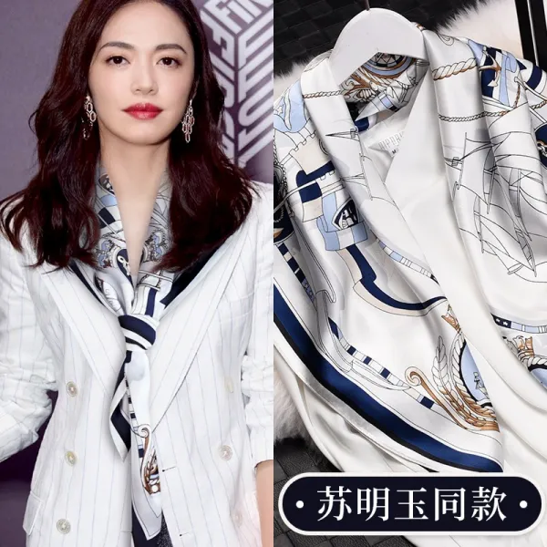 여성용숄 100누에실 레이스스카프 얇은스타일 스퀘어 여성순견 빅스카프 활용성굿 봄가을스타일 유럽풍 패션 스카프