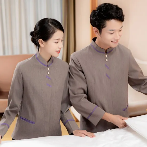 보결복 긴팔 보결원 청결물업 추동 아줌마 공복 호텔 객실 남 의류 작업복, 4XL 카키컬러 긴소매