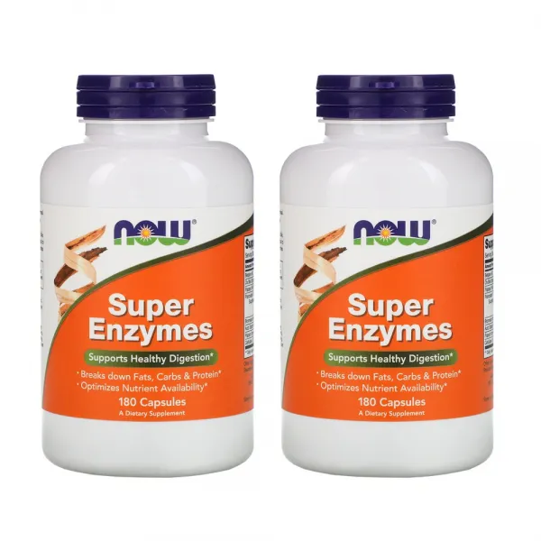 나우푸드 슈퍼엔자임 베타인 옥스 담즙 파파야 열매 브로멜라인 파파인 추출 180 캡슐 2병