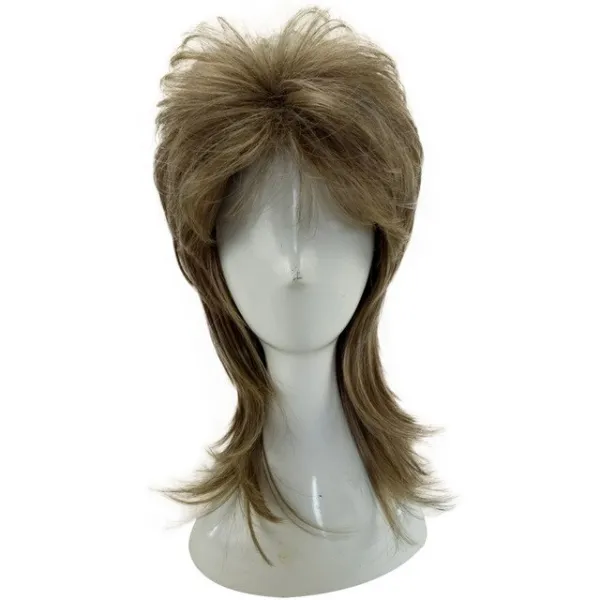 HAIRJOY 남성 가발 계층화 된 곱슬 머리 중간 길이 고온 섬유 합성 남자 코스프레 가발 7 색상을 사용할 수, 01 18 inches, 05 grey mixed