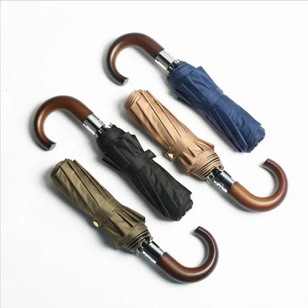 데일리비 비바람에 강한 젠틀 우드손잡이 원터치 3단 완전자동우산(4color) 3단우산
