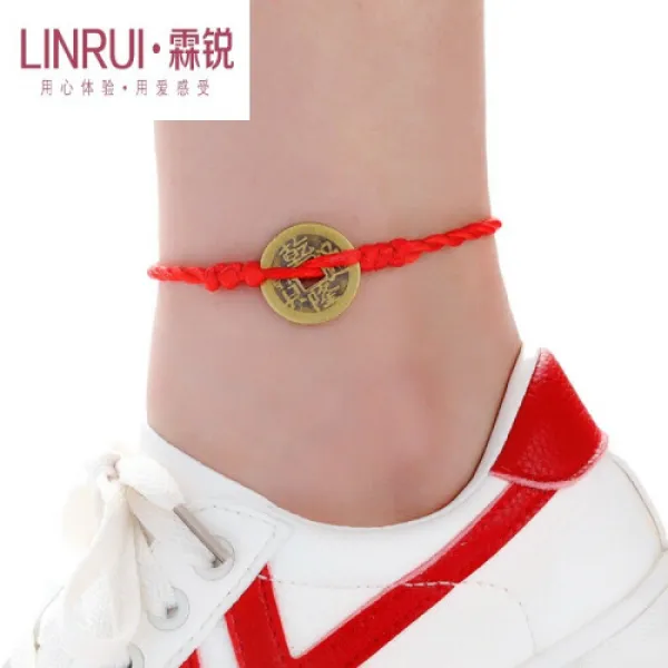 본명 복고적 레드 밧줄 엽전발찌녀 한판 심플하고 세련된 느낌의 발찌남커플 방소인(2)