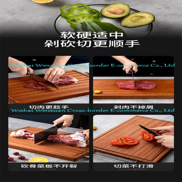 도마 원목 집에서 곰팡이 방지 부엌으로 과일 도마를 썰다