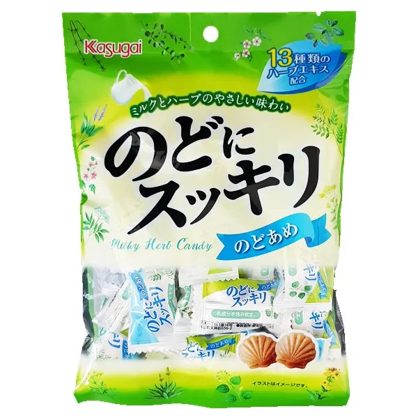 카수가이 노도니 숙키리 허브사탕 일본 수입 목캔디 119g, 3개