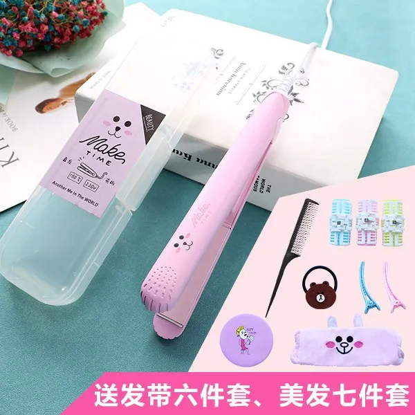 고데기 미니 볼륨 매트모발뿌리 웨이브 도자기 손상없는헤어 보리이삭 아이롱, 기본, T37-핑크 토끼귀 패키지 7