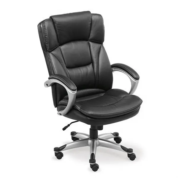 OFFICIENT Omega Leather Executive Chair Black Cow Leather Top/Titanium Finish OFFICIENT 오메가 가죽 이그제큐티, nullSET