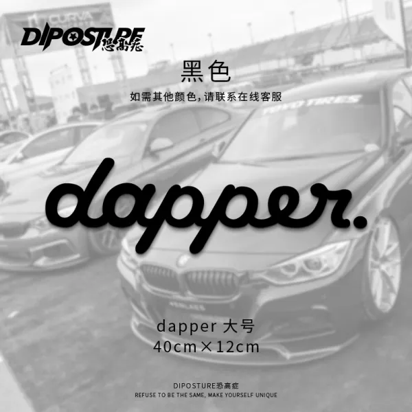 보석양행 고소공포증 차량앞 뒷유리 윈드실드 워셔 제트 개성 독창적 JDM 자동차흠집 시트지, dapper 스몰자 블랙