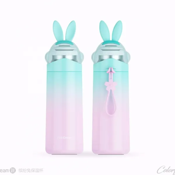 큐트 텀블러 304 독창적 여성 학생 컵 핏방울 스타일리쉬 물컵, 화려함 토끼 청색