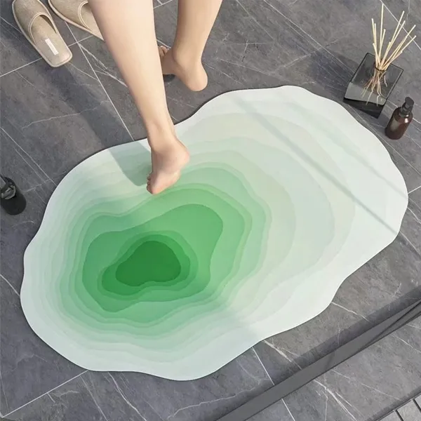루나엘프 빨아쓰는 규조토 화장실 욕실 발매트 파도무늬, 민트