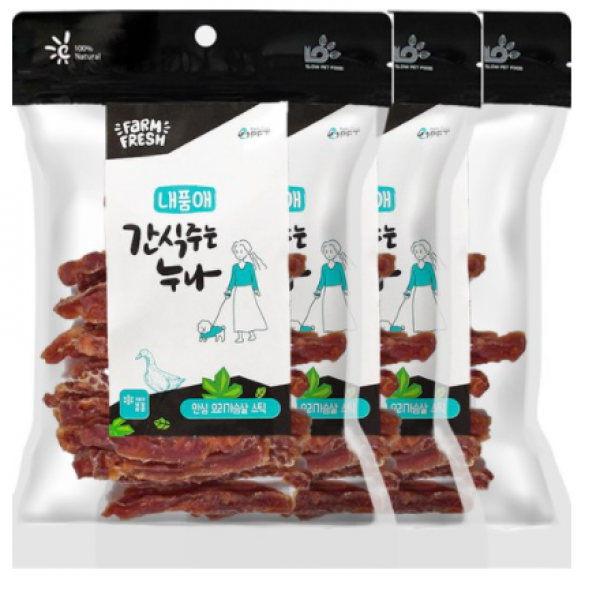 내품애 간식주는 누나 안심 오리가슴살 스틱 180g, 오리가슴살, 18개