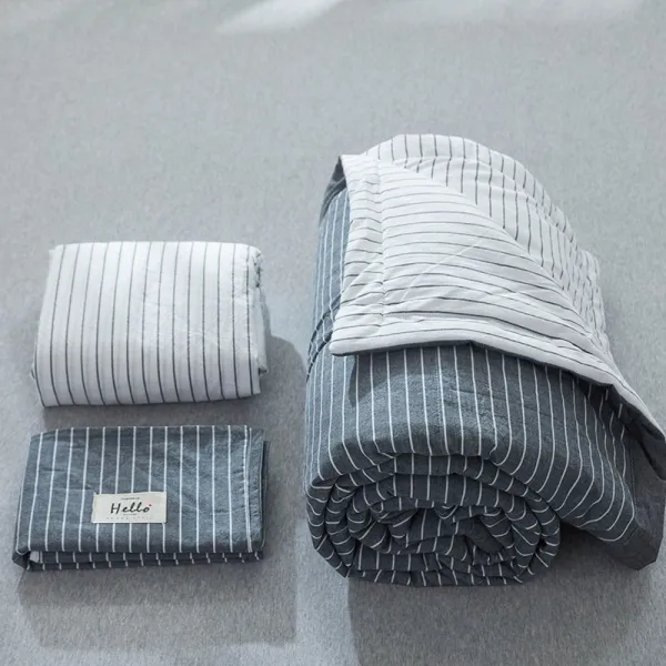 면 전량 워싱 여름 쿨 이불 4종 순면 에어컨 3종 전면, 그레이화이트 가는 줄투톱