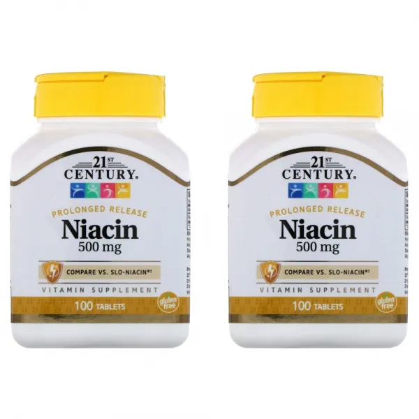21st Century 니아신 장기적인 방출 500mg 100정 2병 선택 상세설명참조