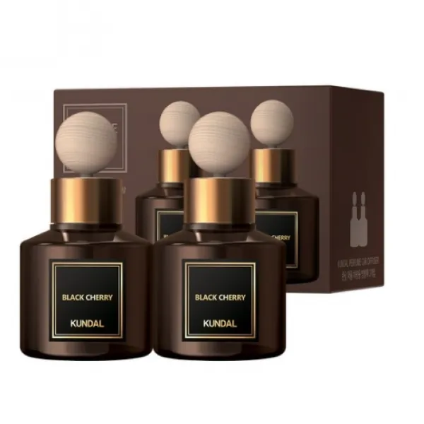 쿤달 퍼퓸 차량용 디퓨저 75ml x 2p + 우드볼스틱 2p, 블랙체리향, 1세트