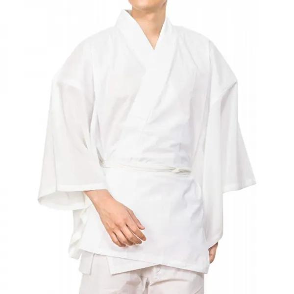 [쿄오에쯔] 반 적삼 빨 무지 남성 (L 흰색)