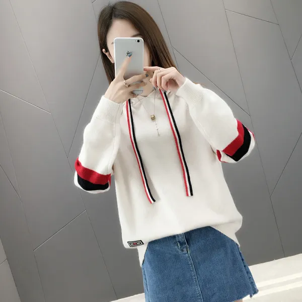 샵솔베이지 가을 여성 캐주얼 후드 니트 스웨터 티셔츠