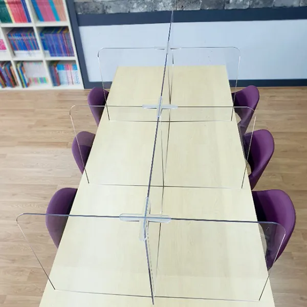 주식회사집현전 식탁 가림판 폴리카보네이트5T - 6인용 칸막이 십자결합형 한쪽개방, 높이600