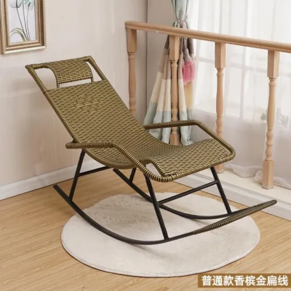 흔들의자 거실 대나무짜임 노인 누울수있는의자 수면의자 소요 국다용도 방 화원 통기성 옛날식 T22 두꺼운 샴페인 더블층