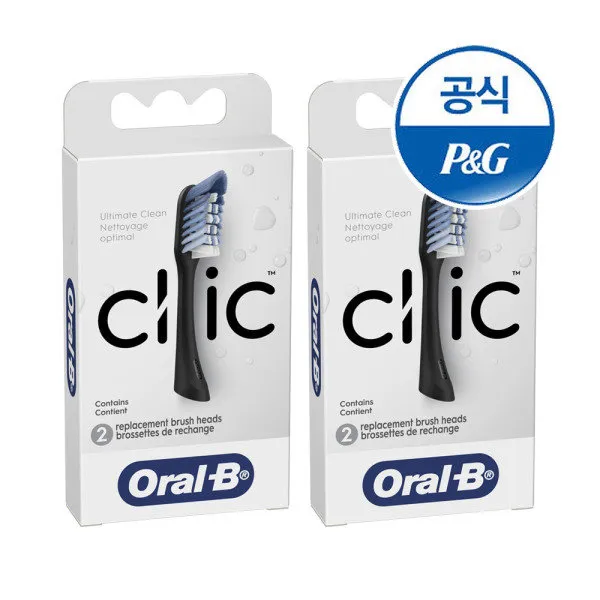[오랄비] 프리미엄 칫솔 클릭 리필모 블랙(2입) 2개, 제품선택:클릭 리필모 블랙(2입) 2개[OR309*2]