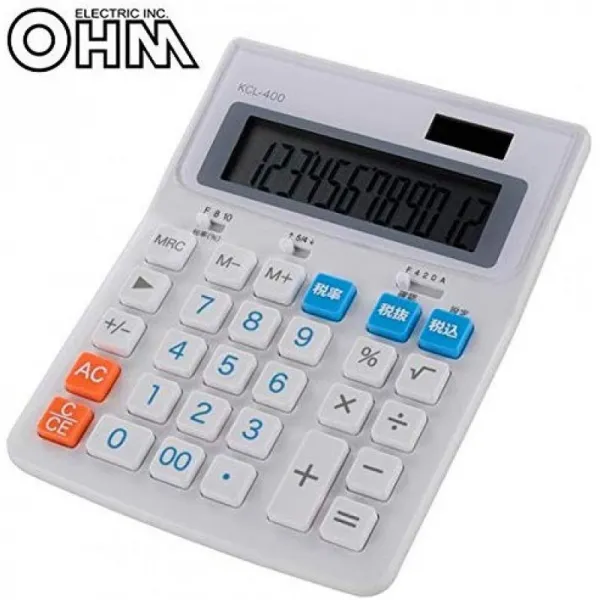 OHM 세율 전환 대응 대형 계산기 KCL-400-W