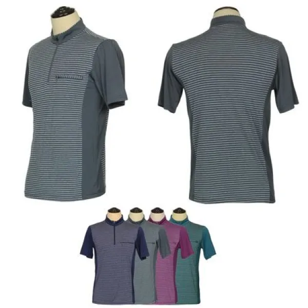  멸치쇼핑 50대인기 반집업 스트라이프 반팔티셔츠 시댁선물