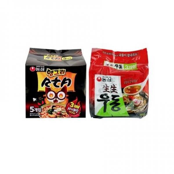 농심 앵그리 너구리 RTA멀티(5입) 1팩 + 생생우동 봉지 멀티(3입) 총8봉, 8개